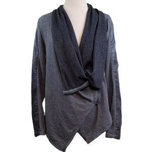 Blank NYC Faux Leather Moto Jacket Draped Cowl Asymmetric Zip Gray Size Small